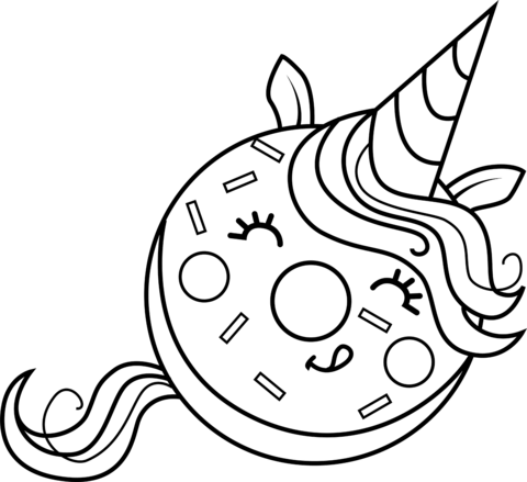 Unicorn Donut Coloring Page